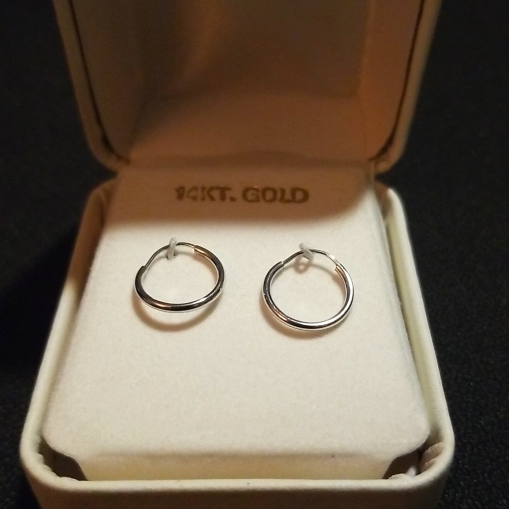 Small 14k White Gold Endless Hoop Earrings